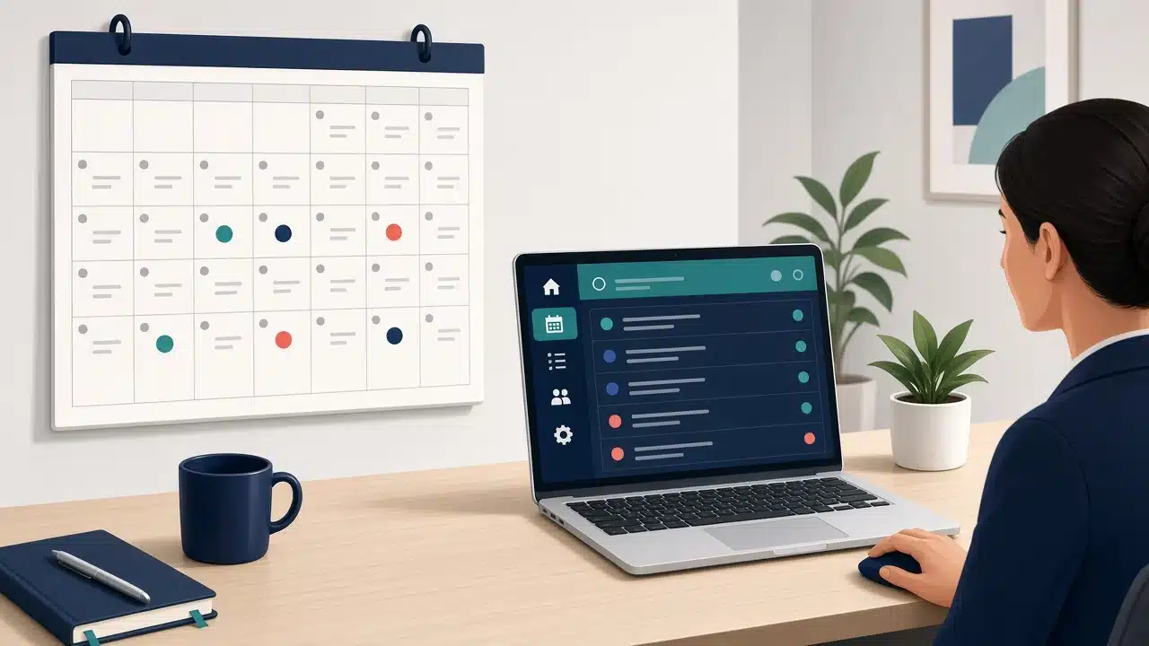 Administrador revisando el calendario de vencimientos de cargas sociales